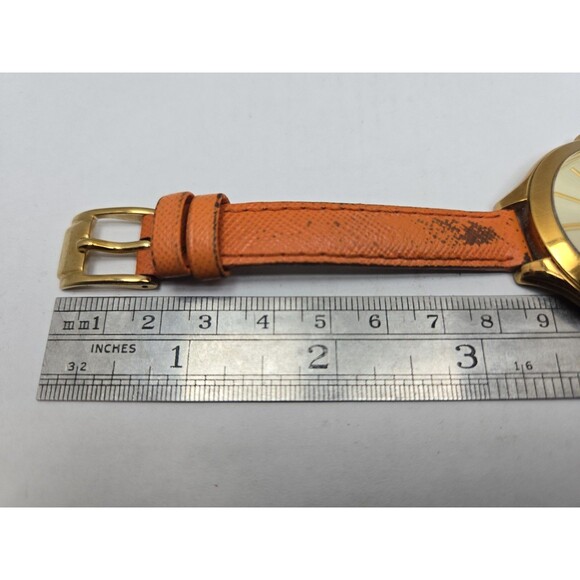 Michael Kors MK2275 Slim Runway Gold Tone Orange Leather Watch New Battery Women main image 6
